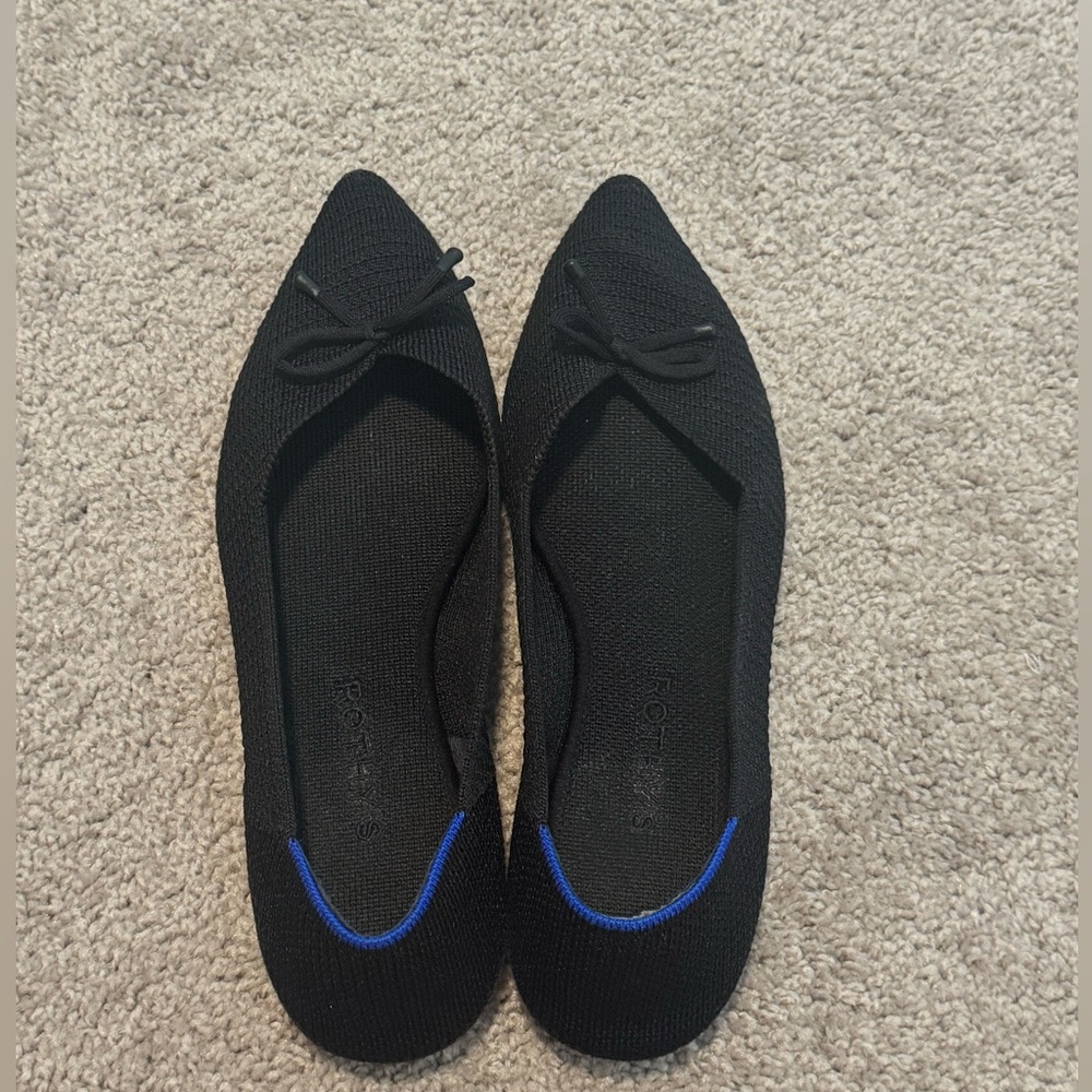 Rothy's The Point Flats w/ Bow Black 8.5